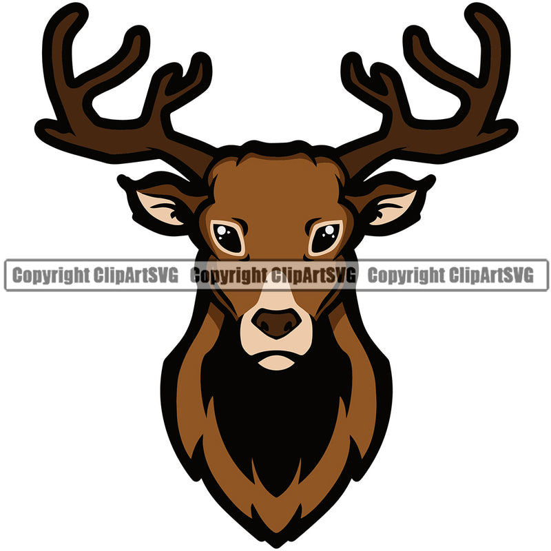 Animal Deer Head Buck Logo Vector Color Hunt Hunting Hunter Buck Deer Mascot Clipart SVG