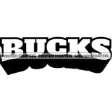 Animal Text Black Bucks Color Deer Vector Sports Team Mascot Strong Clipart SVG