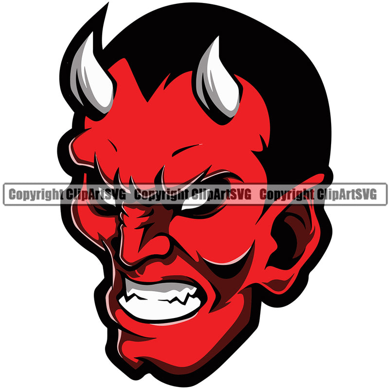 Animal Red Devil Head Logo Vector Satan Demon Logo Mascot Clipart SVG