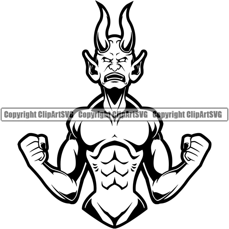 Animal Strong Body Mascot Demon Vector Satan Devil Demon Logo Clipart SVG
