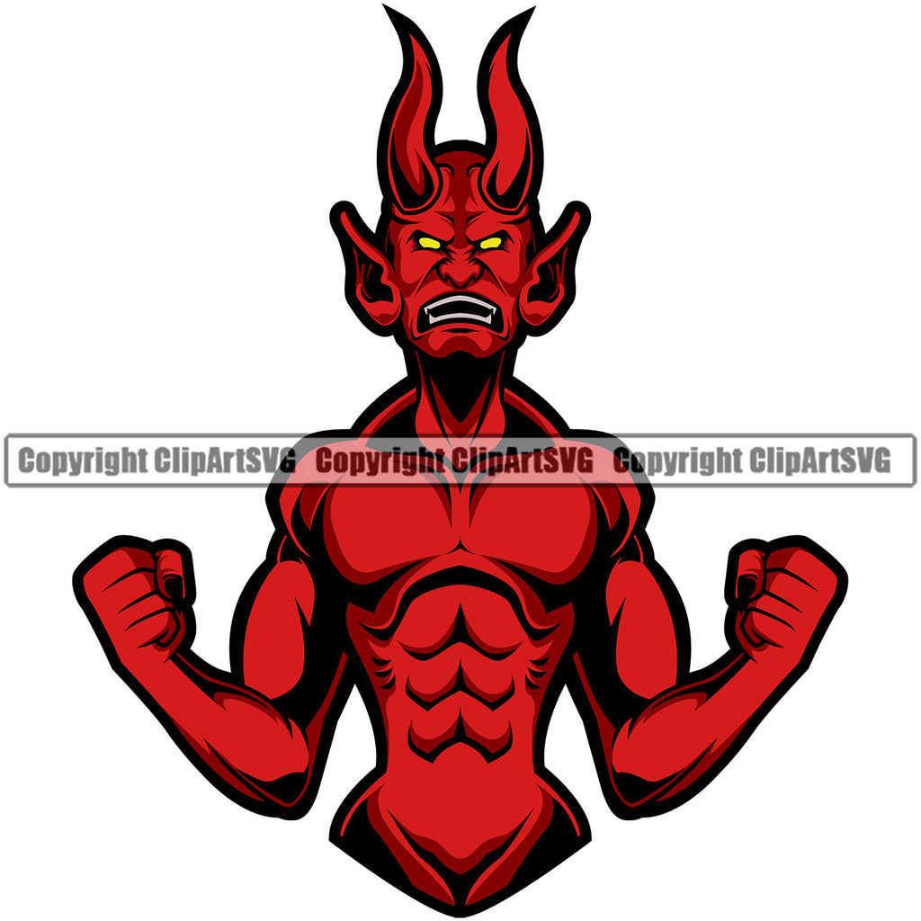 Demon Football Mascot - Vector Clipart Demon
