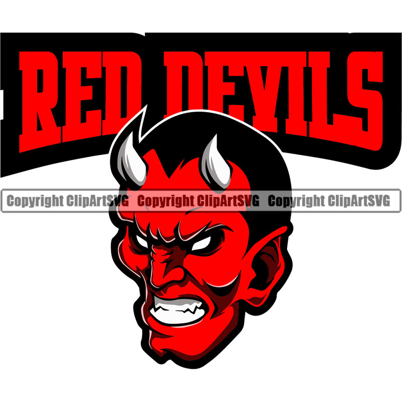 Animal Devil Mascot Head Red Demons Vector Satan Devil Demon Logo Clipart SVG