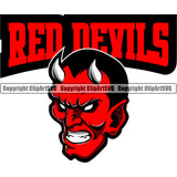 Animal Devil Mascot Head Red Demons Vector Satan Devil Demon Logo Clipart SVG