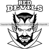 Animal Red Devils Demon Mascot Satan Devil Demon Logo Vector Text Clipart SVG