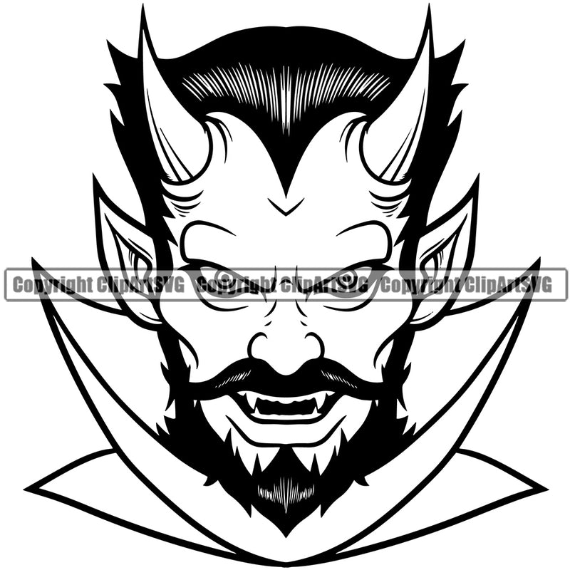 Animal Red Devils Demons Head Logo Vector Satan Devil Demon Logo Face Clipart SVG