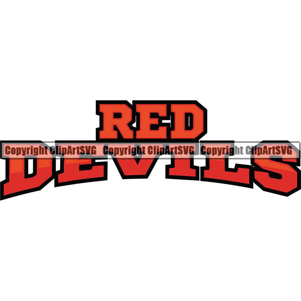 Animal Red Devils Text Vector Design Element Demons Satan Devil Demon Logo Clipart SVG