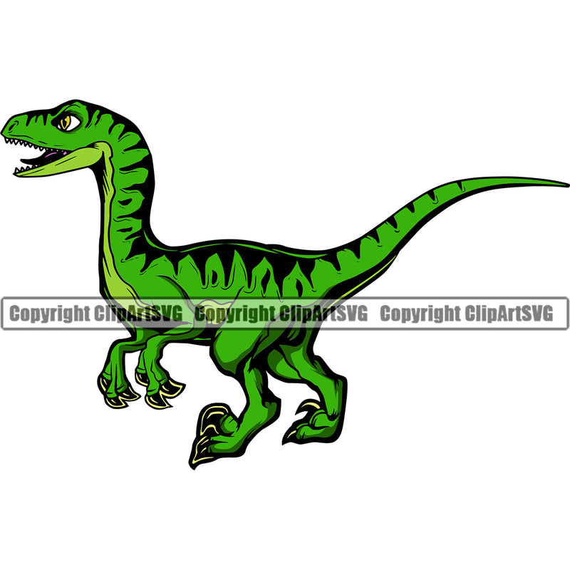 Animal T-Rex Tyrannosaurus Rex Raprtor Dinosaur Body Logo Dino Color Green Raptor Velociraptor School Sports Team Mascot Vector Clipart SVG