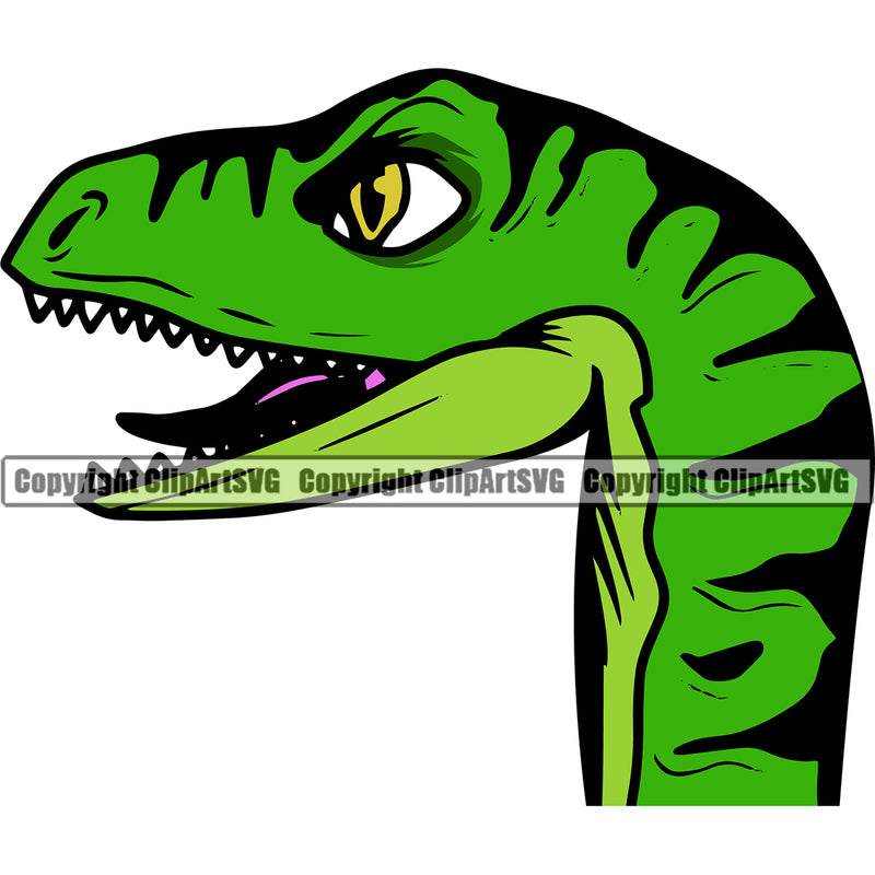 Animal Dinosaur Head Mascot Face Body T-Rex Tyrannosaurus Dino Rex Raptor Velociraptor School Vector Sports Team Mascot Clipart SVG