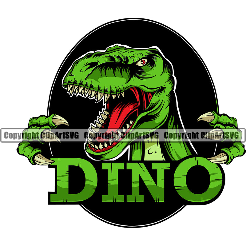 Animal Dinosaur Head Mascot Color Body T-Rex Tyrannosaurus Dino Rex Raprtor Green Vector Sports Team Mascot Clipart SVG
