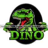 Animal Dinosaur Head Mascot Color Body T-Rex Tyrannosaurus Dino Rex Raprtor Green Vector Sports Team Mascot Clipart SVG