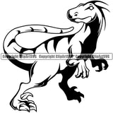 Dinosaur Animal Creature Wildlife Reptile Dino Monster Cartoon Danger Green Drawing Raptor Velociraptor School Sports Team Mascot Dragon ClipArt SVG