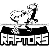 Dinosaur Animal Predator Wildlife Reptile Monster Cartoon Danger Dino Drawing Raptor Velociraptor School Sports Team Mascot Dragon ClipArt SVG