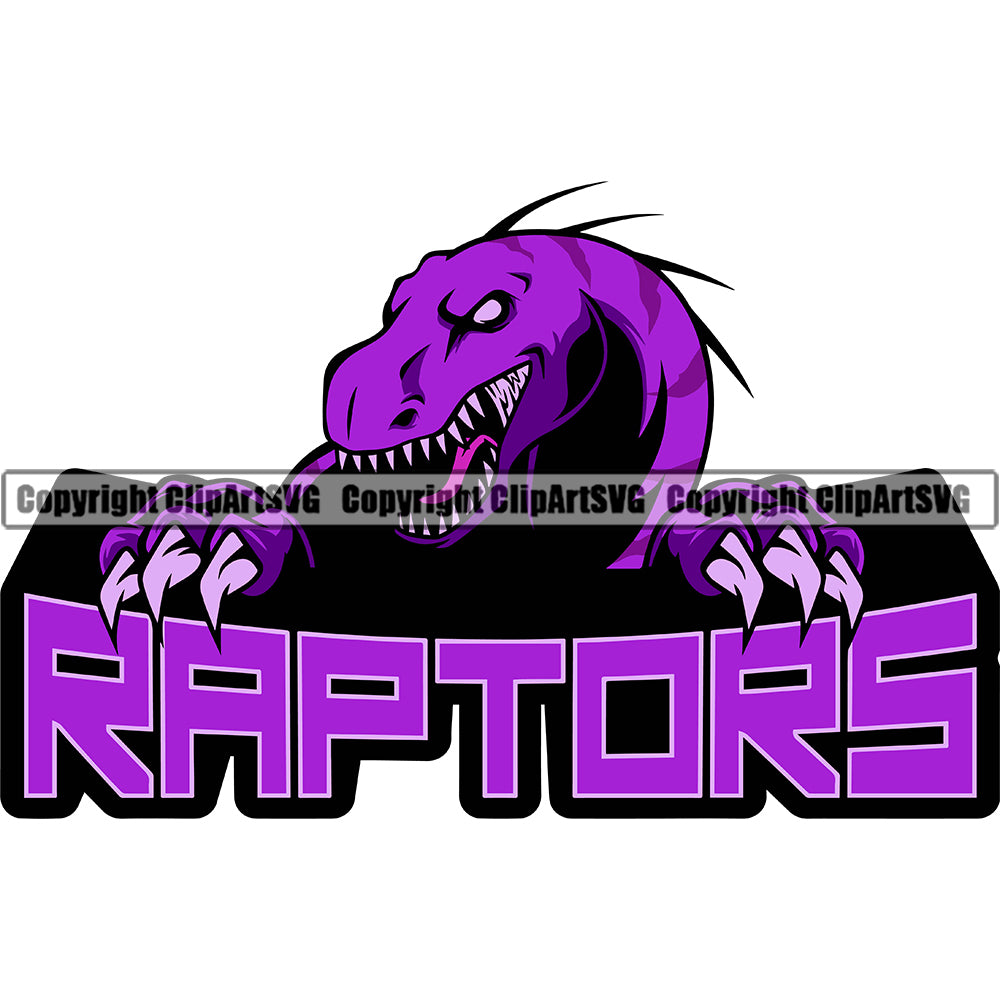 Dinosaur Dragon Wildlife Raptor Monster Dino Prehistoric Carnivore Nature Drawing Predator Graphic Raptor Velociraptor School Sports Team Mascot ClipArt SVG