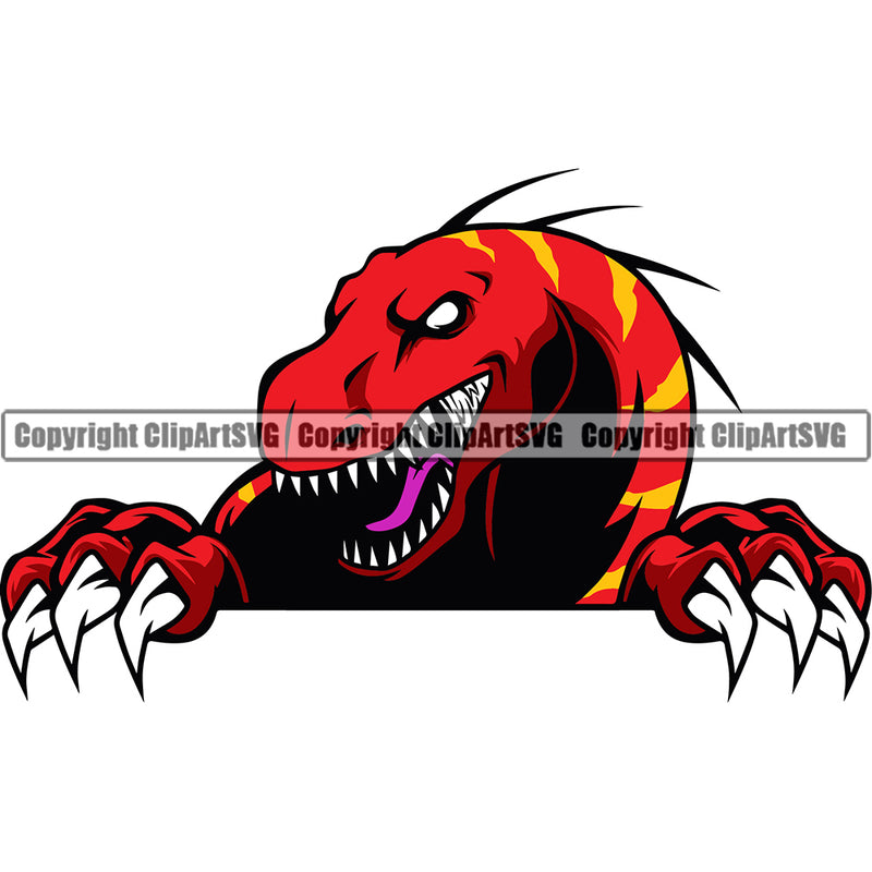 Dinosaur Dragon Wildlife Cartoon Monster Dino Prehistoric Carnivore Nature Drawing Reptile Graphic Design Raptor Velociraptor School Sports Team Mascot ClipArt SVG