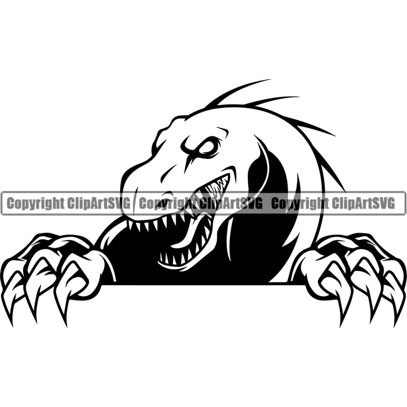 Dinosaur Animal Graphic Wildlife Reptile Monster Dino Prehistoric Sports Team Mascot White Drawing Creature Dragon Design Raptor Velociraptor School ClipArt SVG