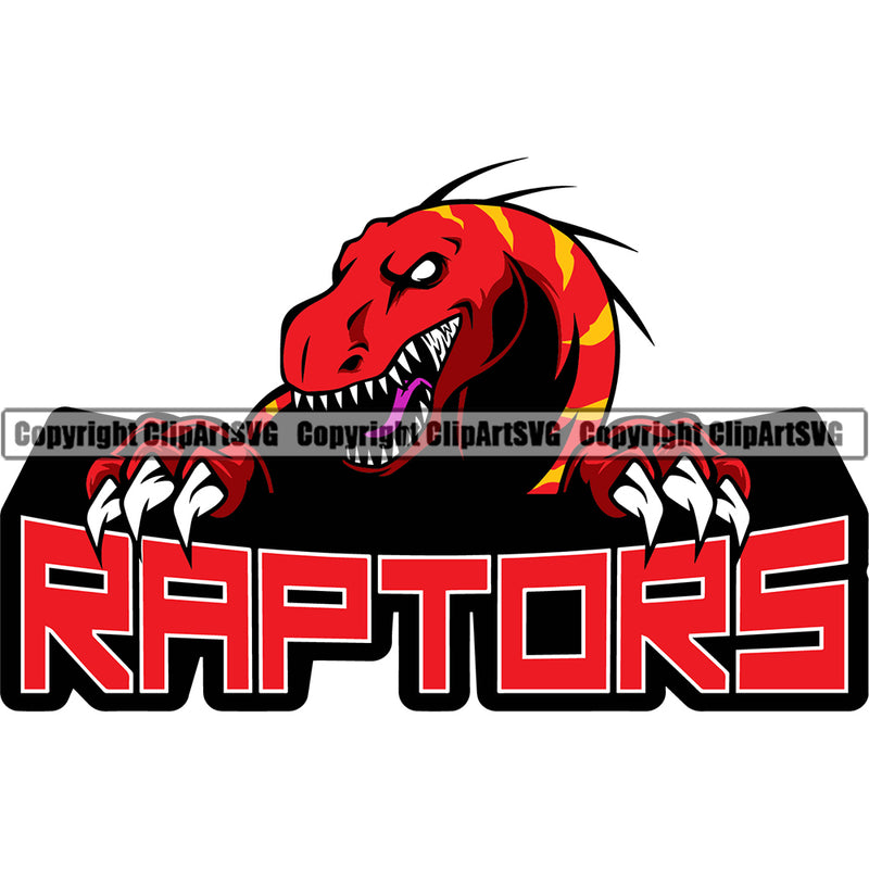 Dinosaur Animal Cartoon Wildlife Reptile Monster Dino Character Predator White Drawing Creature Dragon Graphic Raptor Velociraptor School Sports Team Mascot ClipArt SVG