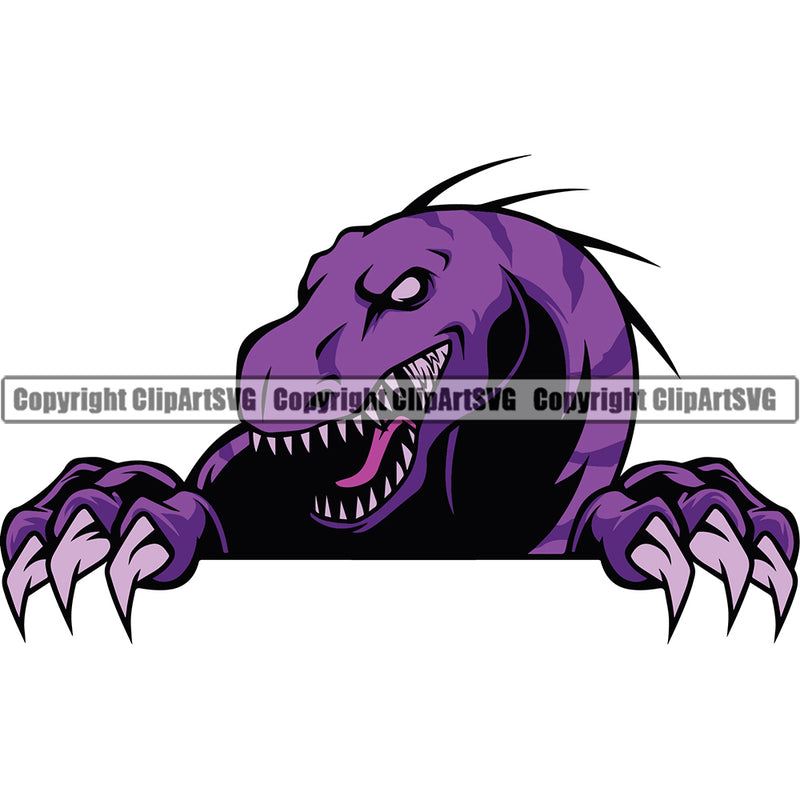 Dinosaur Animal Cartoon Wildlife Raptor Dino Monster Character Jurassic White Drawing Ancient Dragon Graphic Raptor Velociraptor School Sports Team Mascot ClipArt SVG