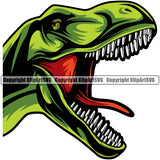 T-Rex Tyrannosaurus Rex Dinosaur Wildlife Animal Fossil Dangerous Green Dino Prehistoric Ancient Reptile Design Sports Team Mascot ClipArt SVG
