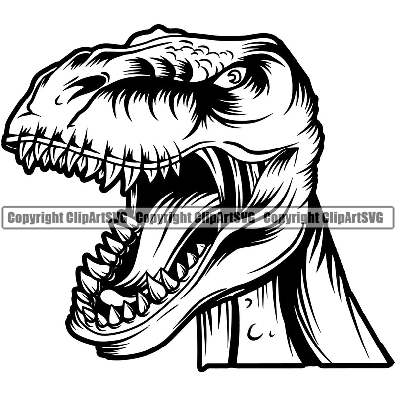 T-Rex Tyrannosaurus Rex Dinosaur Wildlife Animal Dino Fossil Dangerous Creature Prehistoric Predator Sports Team Mascot ClipArt SVG