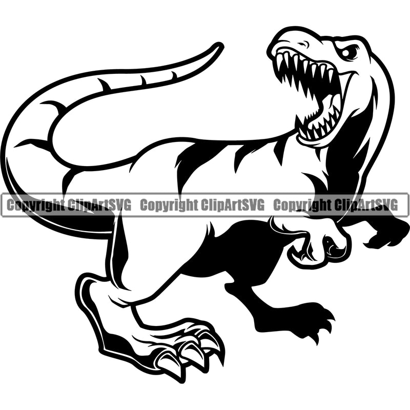 T-Rex Tyrannosaurus Rex Dinosaur Wildlife Animal Dino Vector Dangerous Sports Team Mascot Reptile Prehistoric Predator Big Design Print ClipArt SVG