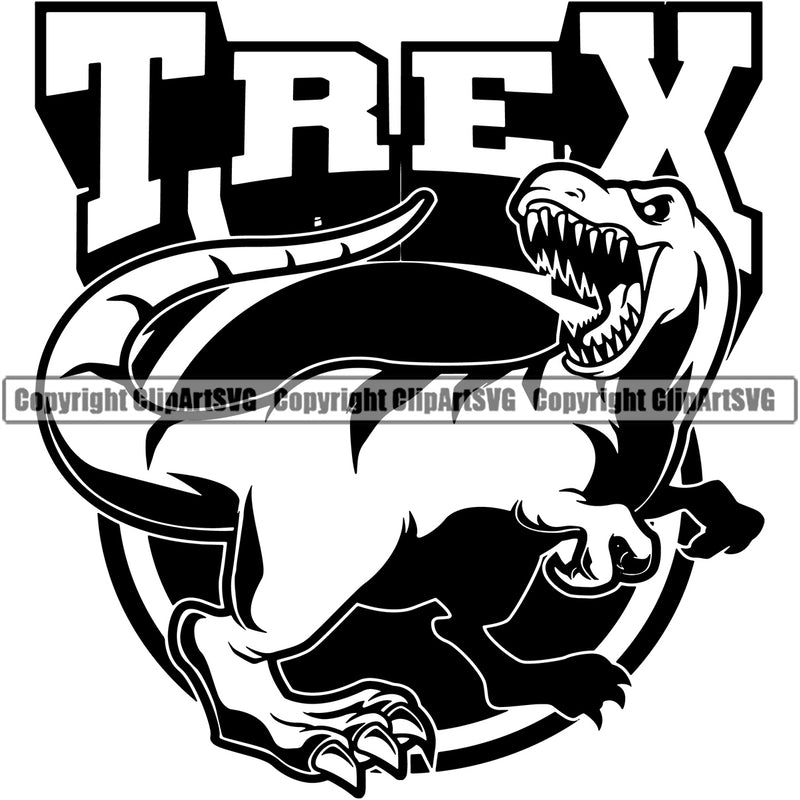 T-Rex Tyrannosaurus Rex Dinosaur Wildlife Animal Dino Cartoon Dangerous Sports Team Mascot Prehistoric Creature Big Design Print ClipArt SVG