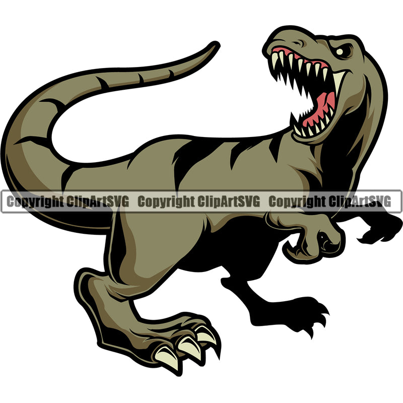 T-Rex Tyrannosaurus Rex Dinosaur Animal Wildlife Ancient Monster Dino Prehistoric Predator Green Drawing Dangerous Design Sports Team Mascot ClipArt SVG