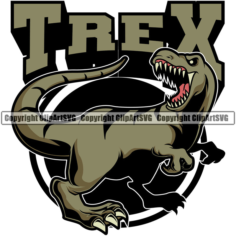 T-Rex Tyrannosaurus Rex Dinosaur Animal Wildlife Ancient Monster Dino Prehistoric Predator Creature Drawing Nature Design Sports Team Mascot ClipArt SVG