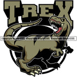 T-Rex Tyrannosaurus Rex Dinosaur Animal Wildlife Ancient Monster Dino Prehistoric Predator Creature Drawing Nature Design Sports Team Mascot ClipArt SVG