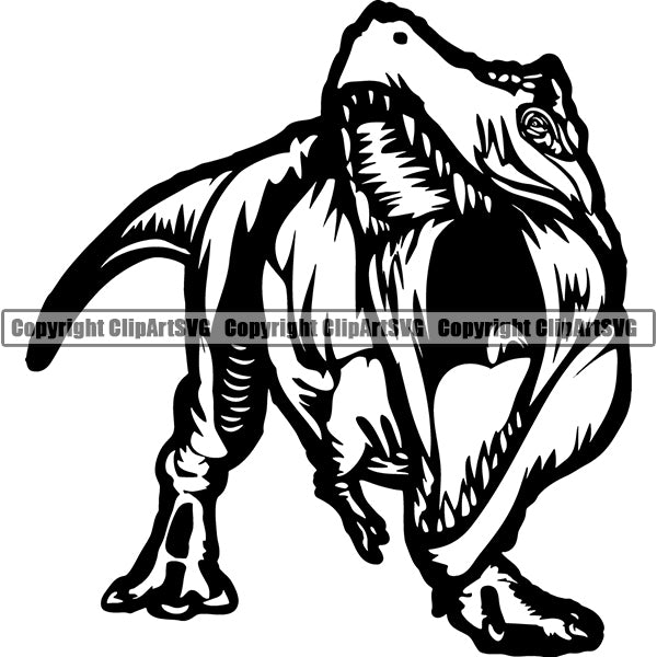 T-Rex Tyrannosaurus Rex Dinosaur Animal Wildlife Ancient Monster Prehistoric Dino Carnivore White Drawing Reptile Graphic Design Sports Team Mascot ClipArt SVG