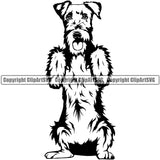 Airedale Dog Breed Begging Pup Head Purebred Pup Animal Pedigree Portrait Doggy Face Cute Vector Clipart SVG