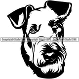 Airedale Dog Breed Head Animal Pup Head Purebred Pup Pedigree portrait Doggy Face Cute Canine K-9 Vector Clipart SVG