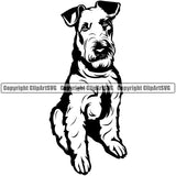 Airedale Peeking Dog Cute Face Animal Portrait Doggy Breed Pup Head Purebred Pup Pedigree Clipart SVG