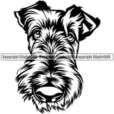 Airedale Breed Dog Head Animal Canine K-9 K9 Animal Portrait Doggy Face Cute Pup Smiling Clipart SVG