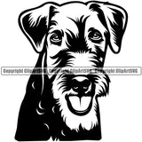 Airedale Dog Breed Animal Head Pup Head Purebred Pup Pedigree Canine K-9 K9 Clipart SVG