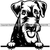 Cute Animal Face Airedale Breed Dog Puppy Peeking Canine K-9 K9 Pup Head Purebred Pup Pedigree Clipart SVG