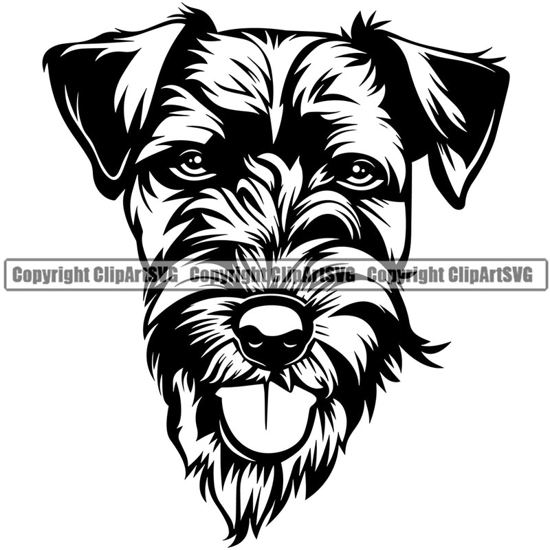 Airedale Dog Face Puppy Smiling Cute Doggy Breed Pup Head Purebred Pup Animal Vector Pedigree Clipart SVG