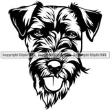 Airedale Dog Face Puppy Smiling Cute Doggy Breed Pup Head Purebred Pup Animal Vector Pedigree Clipart SVG