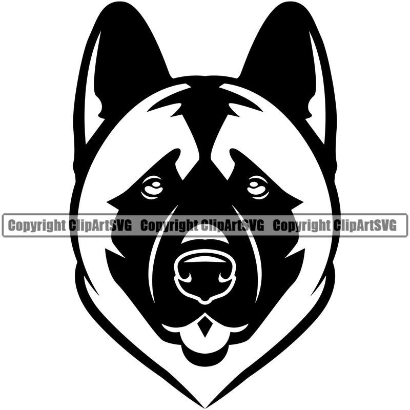 Akita Animal Dog Breed Pup Head Purebred Design Pedigree Smiling Puppy Canine K-9 K9 Clipart SVG