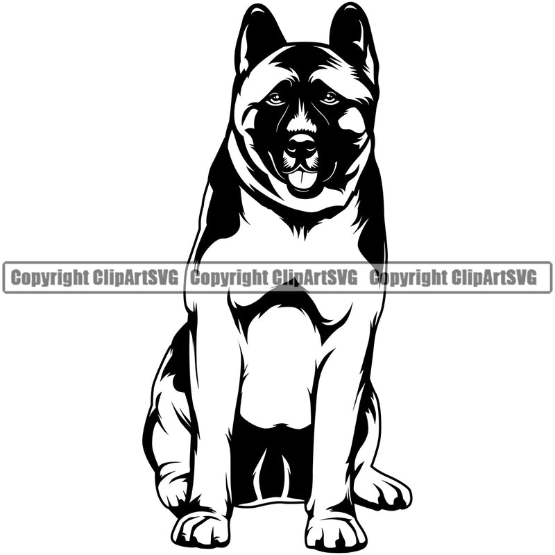 Animal Dog Akita Sitting Dog Animal Portrait Doggy Face Cute Pup Pedigree Smiling face Vector Clipart SVG