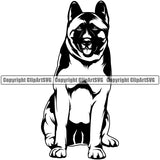 Animal Dog Akita Sitting Dog Animal Portrait Doggy Face Cute Pup Pedigree Smiling face Vector Clipart SVG