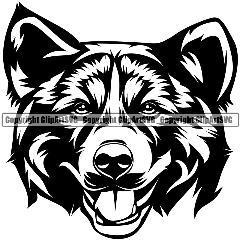 Akita Breed Dog Face Animal Portrait Design Doggy Cute Face Pup Pedigree Canine K-9 K9 Animal Clipart SVG