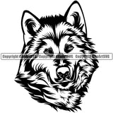 Animal Alaskan Malamute Breed Dog Head Portrait Doggy Cute Face Pup Pedigree Design Clipart SVG