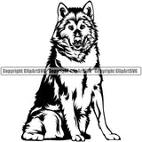 Animal Alaskan Malamute Cute Face Dog Sitting Animal Portrait Doggy Pup Pedigree Breed Smiling Clipart SVG