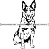 Australian Cattle Dog Sitting Animal Portrait Doggy Cute Face Pup Pedigree Breed Doggy Face Cute Australian Cattle Clipart SVG