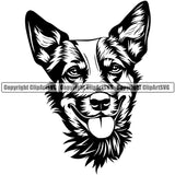 Australian Cattle Dog Breed Animal Portrait Doggy Cute Face Pup Pedigree Breed Smiling Puppy Clipart