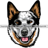 Australian Cattle Dog Head Animal Portrait Doggy Cute Face Design Pup Pedigree Breed K9 Portrait Doggy Face Cute Clipart SVG