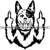 Australian Cattle Dog Show Middle Finger Cute Face Pup Pedigree Breed Animal Cute K9 Clipart SVG