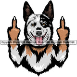 Australian Cattle Dog Middle Finger Design Pup Pedigree Breed Animal Cute Face K9 Clipart SVG