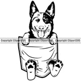 Australian Cattle Dog Hanging From Shirt Pocket Animal Dog Face Cute Pup Puppy Pedigree Breed Clipart SVG