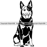 Australian Cattle Dog Sitting K9 Portrait Doggy Face Cute Pup Pedigree Breed  Animal Clipart SVG